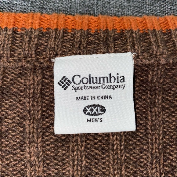 Columbia Sweater Men's XXL Cotton Knit Pullover Crew Neck Brown - Picture 2 of 7
